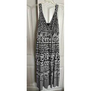 INC International Concepts Black White Geometric Printed Maxi Dress Size 3XL